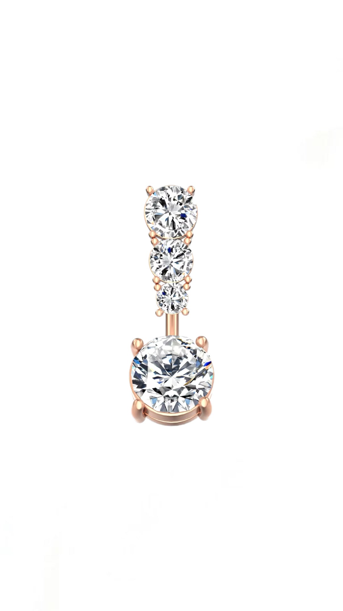 Triple Stone Rosegold Belly Piercing