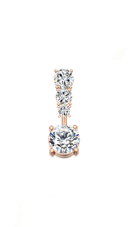 Triple Stone Rosegold Belly Piercing