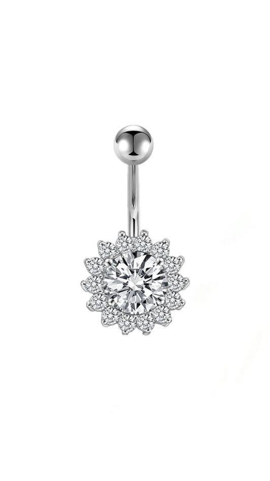 Silver Sun Zircon Belly Piercing