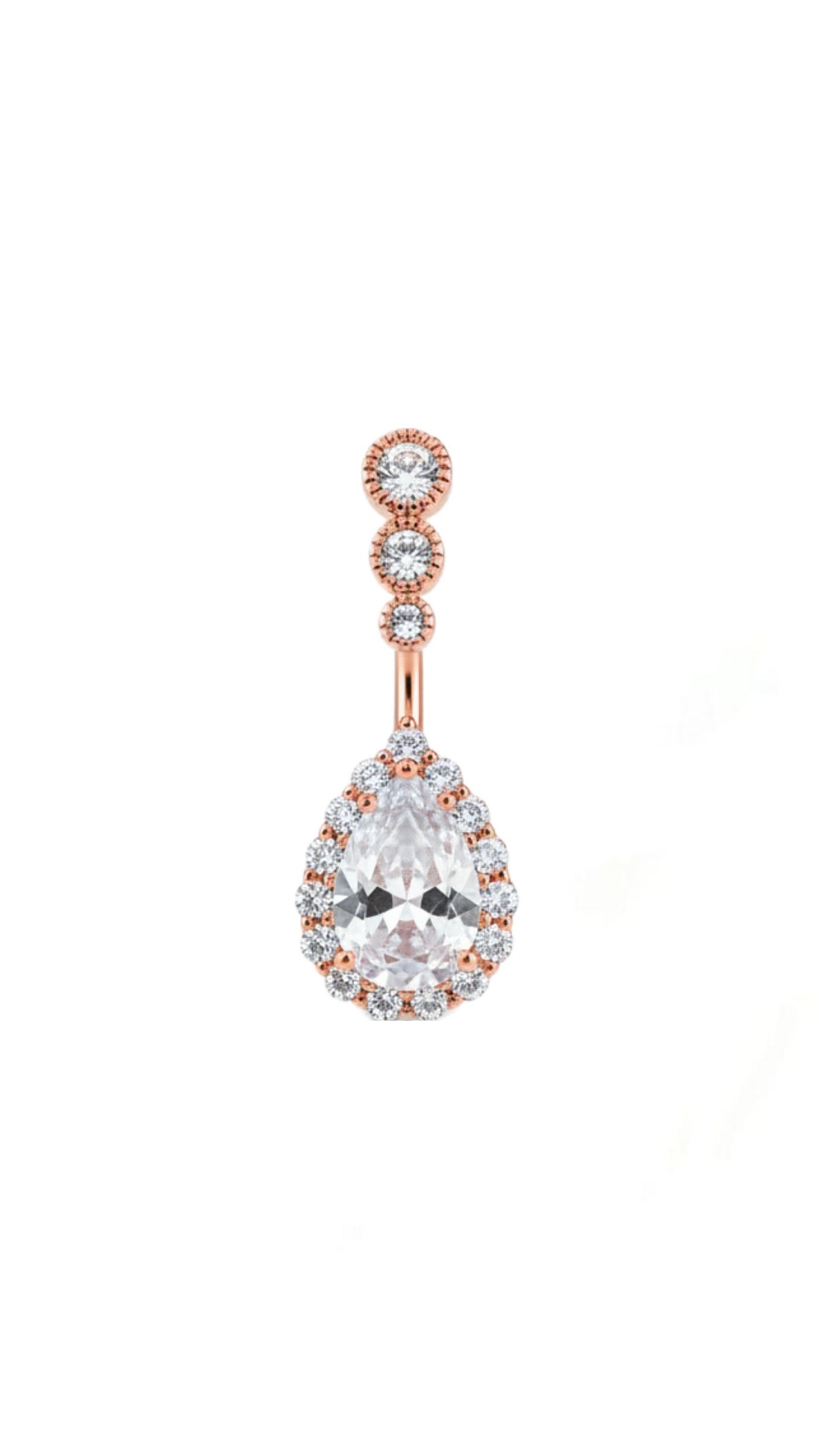 Rose gold Triple Stone Water Drop Belly Piercing
