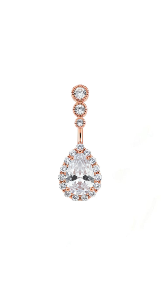 Rose gold Triple Stone Water Drop Belly Piercing