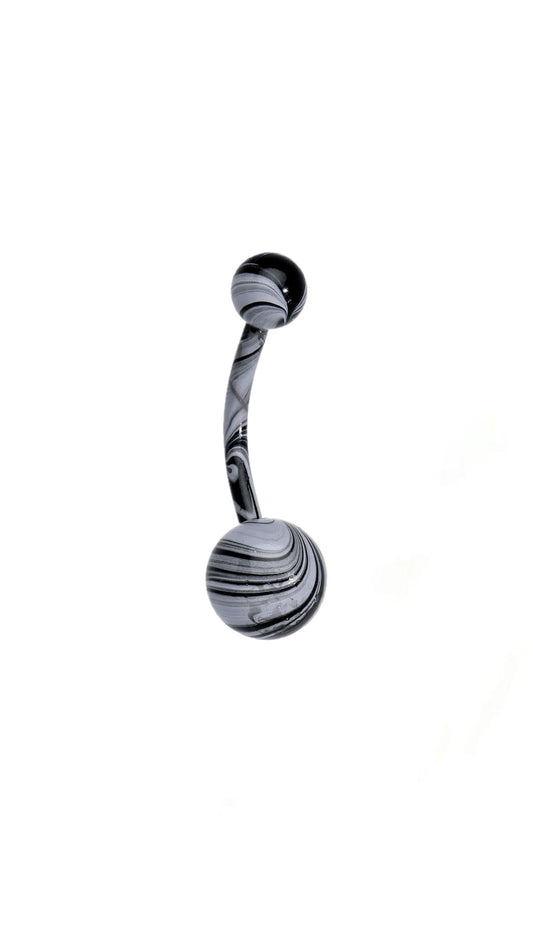 Black n White Zebra Marble belly Piercing