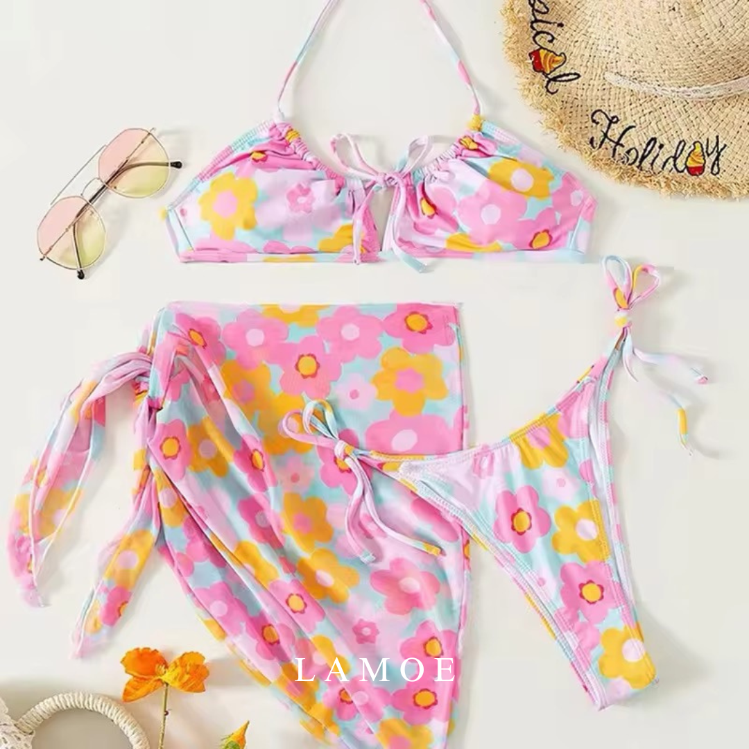 3 Pieces Set Floral Swimsuit