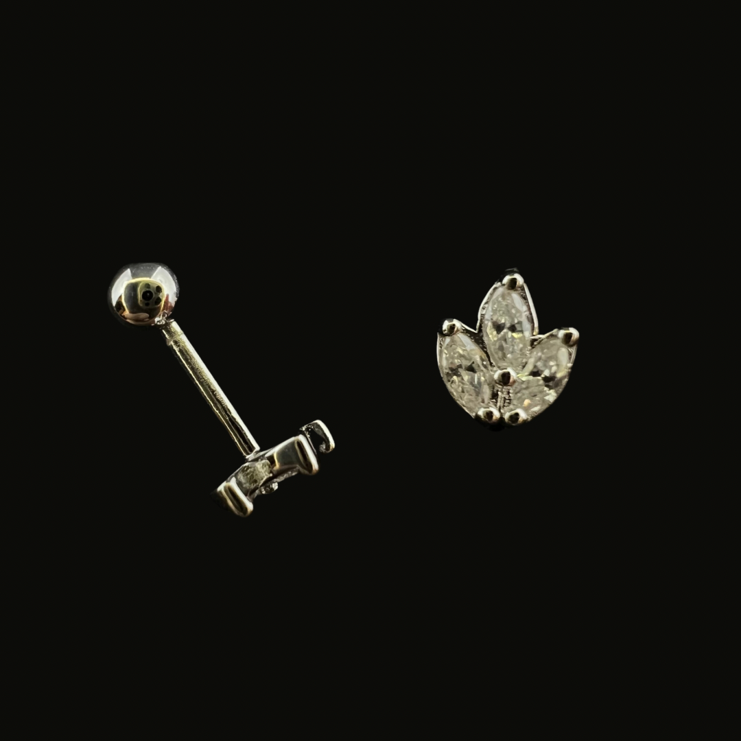 Triple Stone Stud Ear Piercing