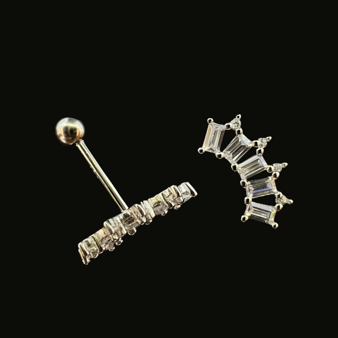 Silver 925 Crown 5 Stones Helix Ear Piercing (Model 1)