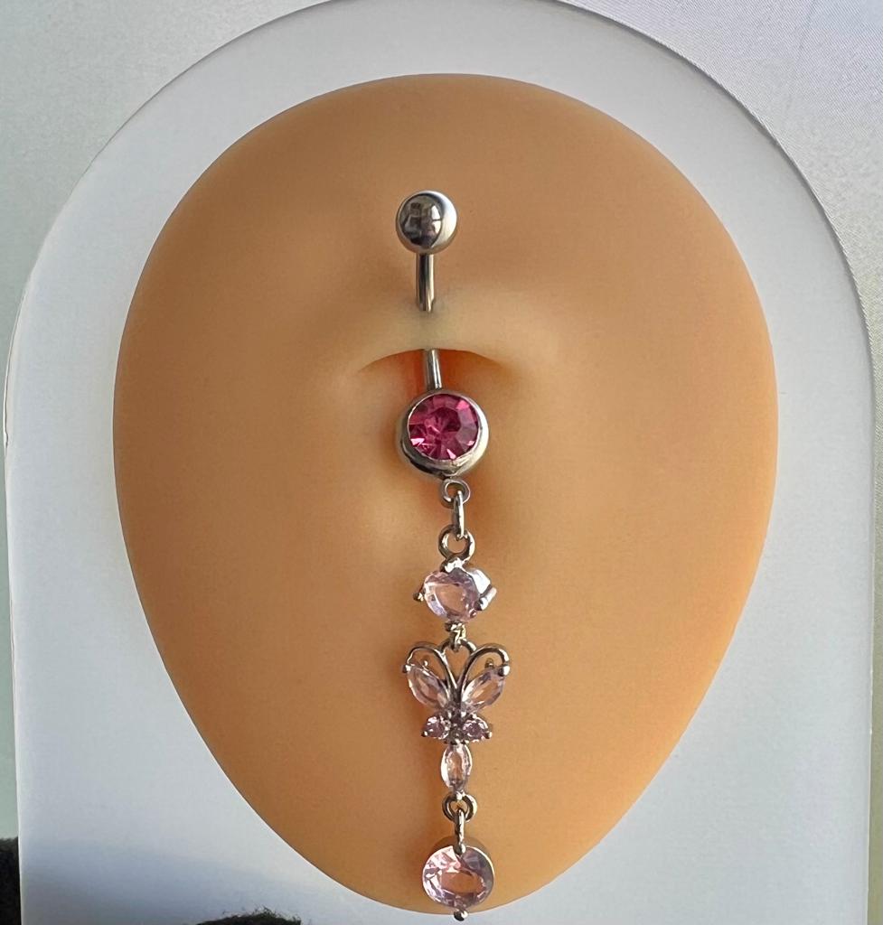 Rhinestone Butterfly Decor Navel Belly Ring