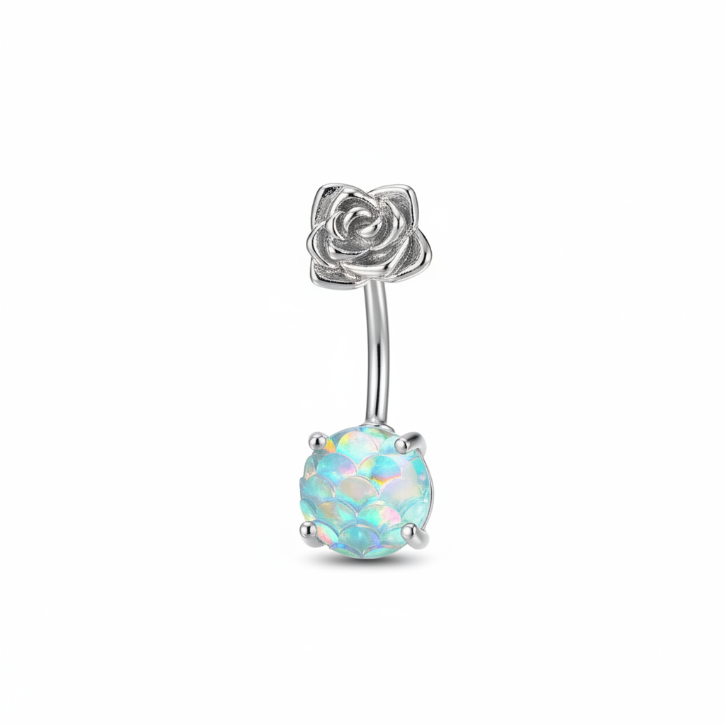 Flower and Fish Scale Decor Navel Belly Ring