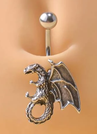 Western Dragon With Circle Tail  Decor Navel Belly Ring