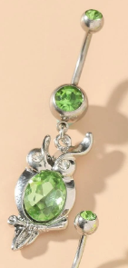 Rhinestone Owl  Decor Navel Belly Ring