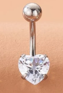 Rhinestone Heart  Decor Navel Belly Ring