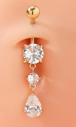 Zircon Water-drop Decor Navel Belly Ring