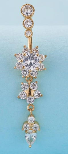 Rhinestone Flower Belly Ring