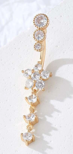 Rhinestone Flower Decor Navel Belly Ring