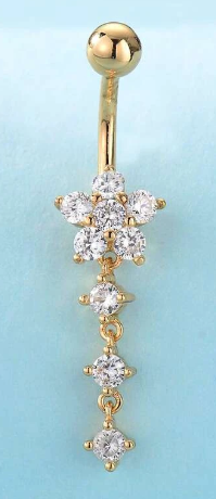 Zircon Flower Decor Belly Ring