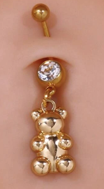 Rhinestone & Bear Decor Navel Belly Ring