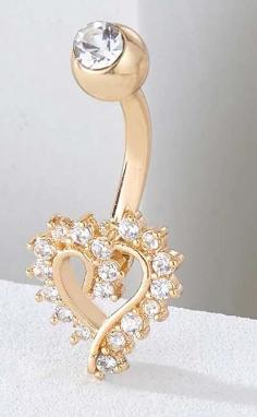 Cubic Zirconia Heart Decor Navel Belly Ring