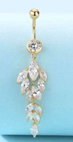 Cubic Zirconia Dangling  Decor Navel Belly Ring