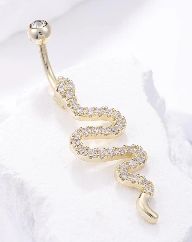 Cubic Zirconia Snake Decor Navel Belly Ring