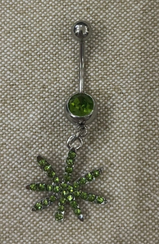 Rhinestone Leaf Belly Ring