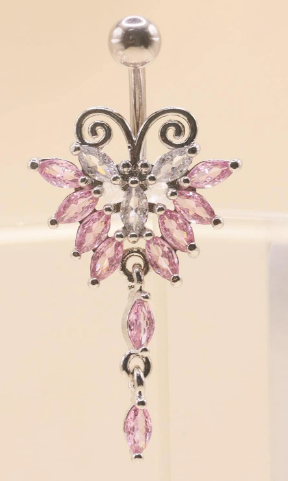 Cubic Zirconia Butterfly Decor Navel Belly Ring