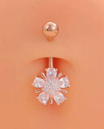 Zircon Flower Decor Navel Belly Ring