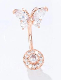 Rhinestone Butterfly Decor Navel Belly Ring