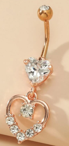 Zircon Heart Charm Navel Belly Ring