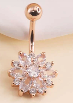 Zircon Flower Decor Navel Belly Ring