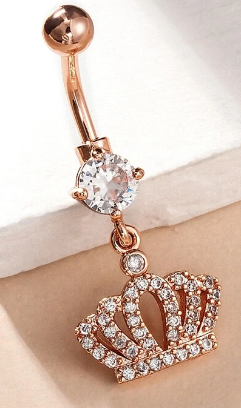 Zircon Crown Charm Navel Belly Ring