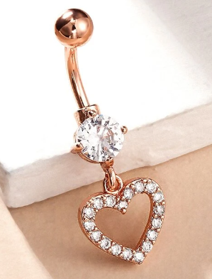 Zircon Heart Charm Navel Belly Ring