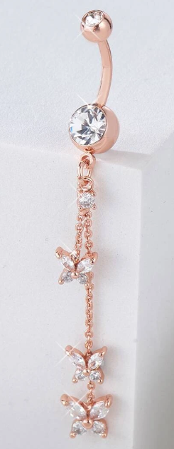 Rhinestone Butterfly Decor Navel Belly Ring