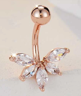 5 Drops Zircon Decor Navel Belly Ring