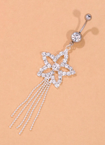 Rhinestone & Star Decor Navel Belly Ring