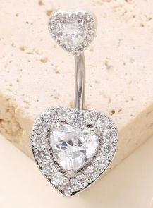 Double Heart Decor Navel Belly Ring