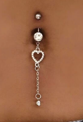 Rhinestone Heart Belly Ring