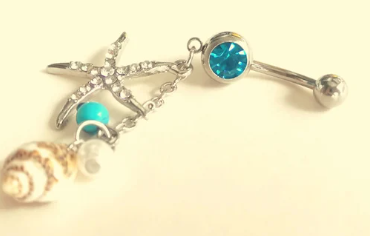 Shell & Starfish Charm Navel Belly Ring