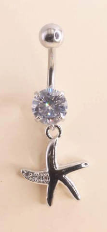 Starfish Charm Zircon Decor Navel Belly Ring