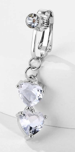 Double Heart Charm Navel Fake Belly Cuff