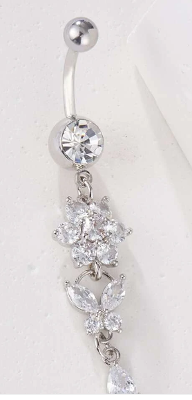 Zircon Flower & Butterfly Decor Navel Belly Ring