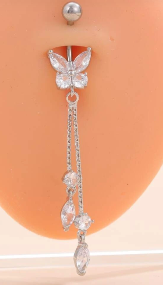 Zircon Butterfly Decor Navel Belly Ring