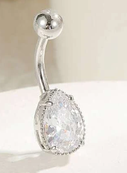 Zircon Water Drop Decor Navel Belly Ring