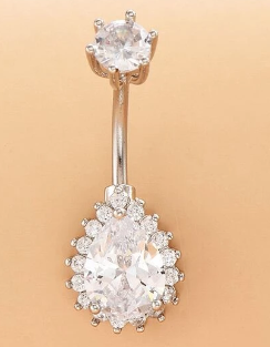 Drop Cubic Zirconia Decor Navel Belly Ring