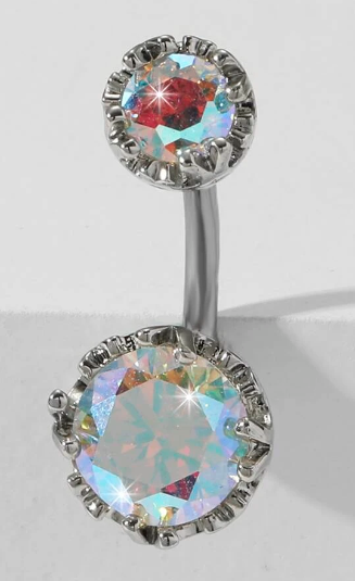 Multicolor Cubic Zirconia Navel Belly Ring