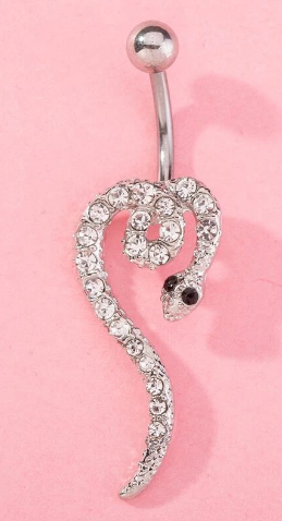 Rhinestone Snake Decor Navel Belly Ring