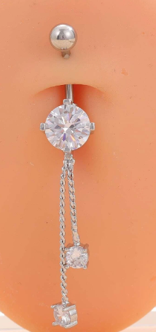 Hanging Cubic Zirconia Decor Navel Belly Ring