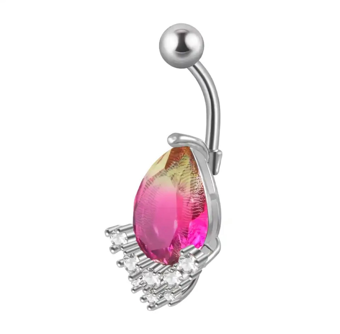 Multicolor Water Drop Belly Ring