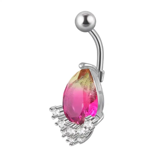 Cubic Zirconia Drop  Decor Navel Belly Ring