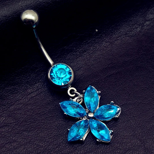 Rhinestone Flower Decor Navel Belly Ring