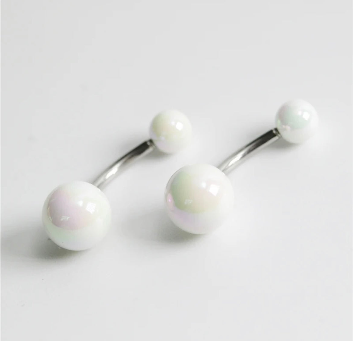 White Faux Pearl Belly Ring