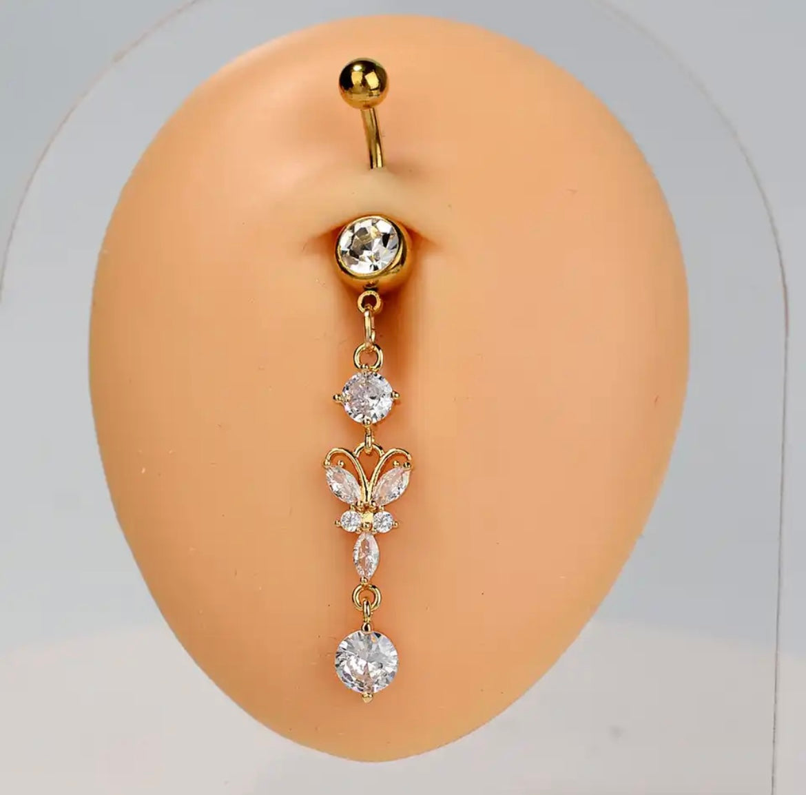 Rhinestone Butterfly Decor Navel Belly Ring